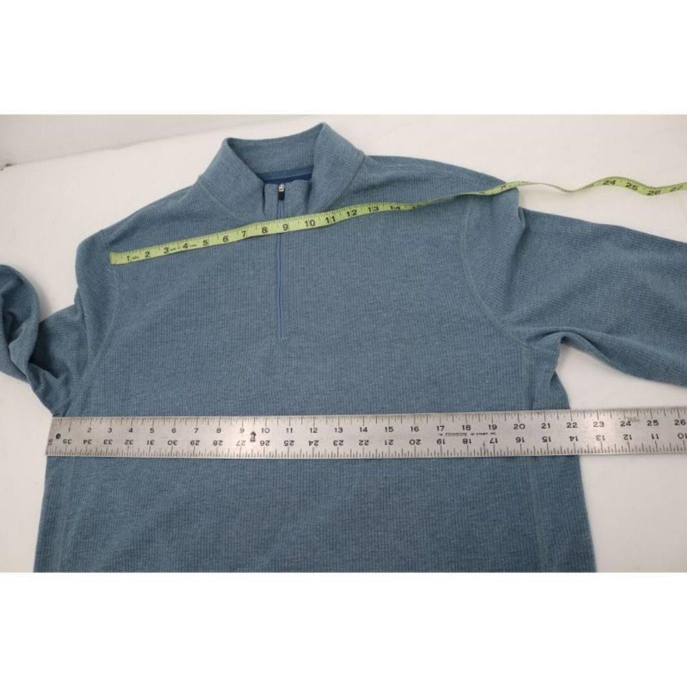 J. CREW pullover Mens L Performance 1/4 Zip Waffle Knit Lightweight Blue stretch - Picture 9 of 11